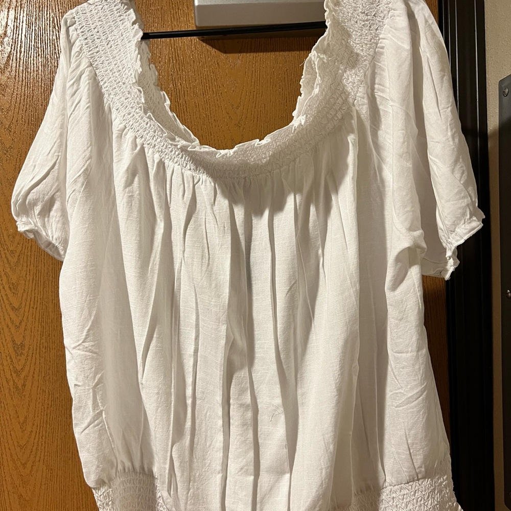 Size 22/24, white, off the shoulder, top